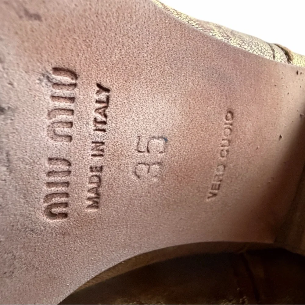 RARE Miu Miu Vintage Gold Metallic Leather Boots Sz 35 Cowboy Festival Boho - Picture 9 of 16